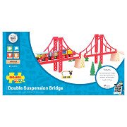 Bigjigs Wooden Track - Double Suspension Bridge, 7pcs.