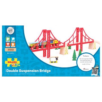 Bigjigs Wooden Track - Double Suspension Bridge, 7pcs.