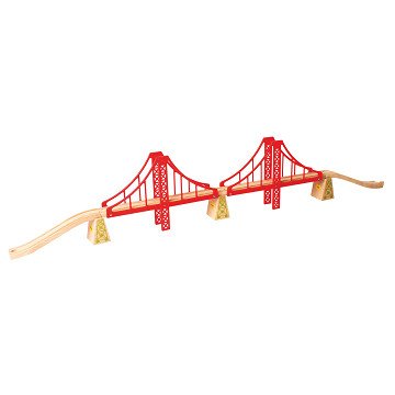 Bigjigs Wooden Rails - Double Suspension Bridge, 7 pieces.