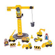 Bigjigs Wooden Crane & Construction Vehicles