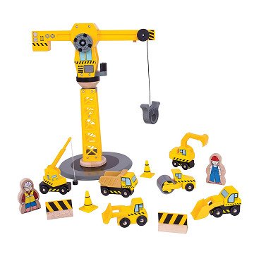 Bigjigs Wooden Crane & Construction Vehicles