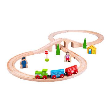 Bigjigs Wooden Train Set, 26 pieces.