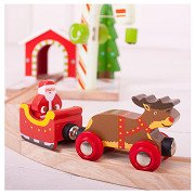 Bigjigs Weihnachtsmann, Schlitten und Rentier aus Holz