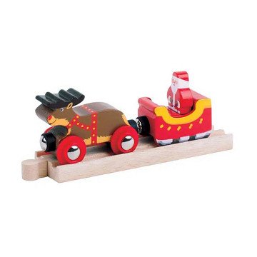 Bigjigs Weihnachtsmann, Schlitten und Rentier aus Holz