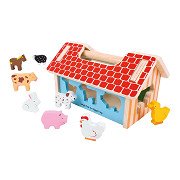 Bigjigs Wooden Farm Shape Sorting Box