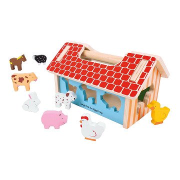 Bigjigs Wooden Farm Shape Sorting Box