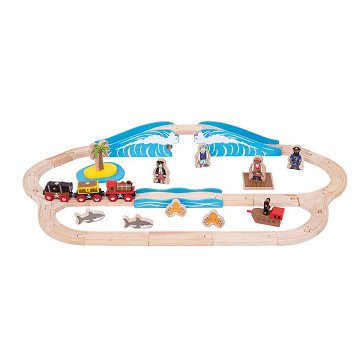 Bigjigs Holzeisenbahn-Set Pirat, 42-teilig.