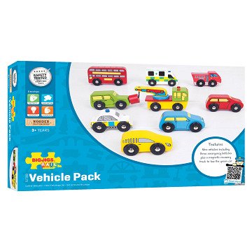 Bigjigs Holzfahrzeuge, 9-tlg.