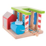 Bigjigs Wooden Rails Car Wash for Trains Thimble Toys