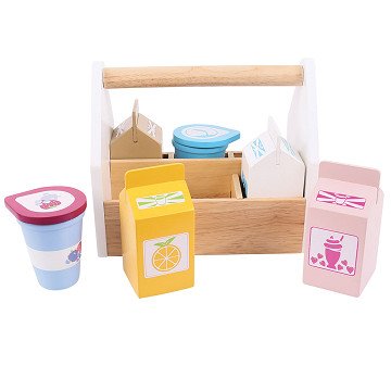 Bigjigs Wooden Box with Dairy Products, 7 pcs.