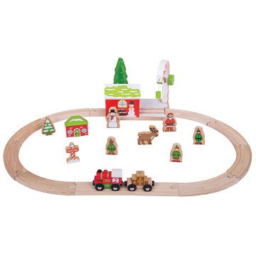Wooden Train Set Winter Wonderland, 25pcs.