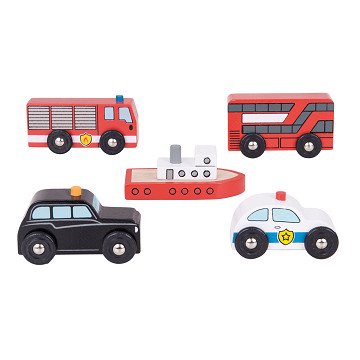 Bigjigs Wooden Vehicles, 5 pcs.