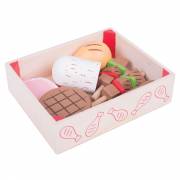 Bigjigs Wooden Box with Meat Products, 9 pcs.