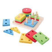 Bigjigs Wooden Shapes Stacking Game, 17 pcs.