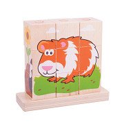 Bigjigs Wooden Block Puzzle Pets, 10pcs.