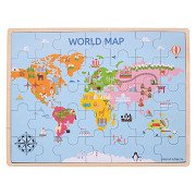 Bigjigs Wooden World Map Puzzle, 35 pieces.