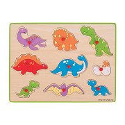 Bigjigs Wooden Knob Puzzle Dinosaurs, 9 pcs.