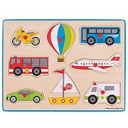 Bigjigs Wooden Knob Puzzle Vehicles, 8pcs.