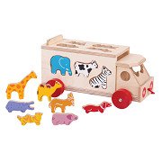Bigjigs Wooden Shape Box Truck, 11pcs.