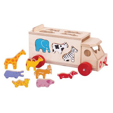 Bigjigs Wooden Shape Box Truck, 11 pcs.