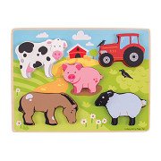 Wooden Farm Puzzle, 5-piece.