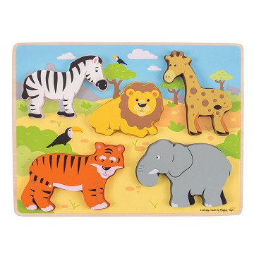 Wooden Safari Puzzle, 5-piece.