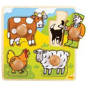 Bigjigs Wooden Stud Puzzle Farm, 4 pieces.