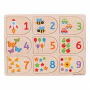Bigjigs Wooden Learning Puzzle Numbers, 18 pieces.