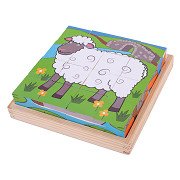 Bigjigs Holzblockpuzzle Bauernhoftiere