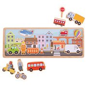 Bigjigs Wooden Magnet Set City, 16 pcs.