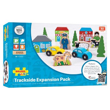 Wooden Play Figures and Vehicles, 32 pieces.