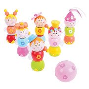 Bigjigs Wooden Bowling Set Princesses, 7 pieces.