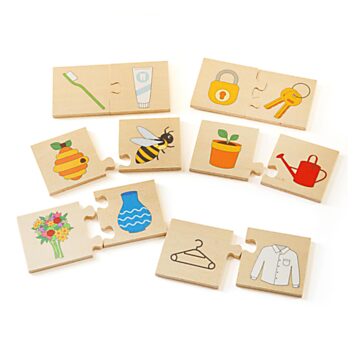 Bigjigs Wooden Jigsaw Puzzle Things That Go Together, 32 pcs.
