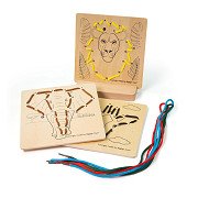 Bigjigs Wooden Threading Puzzle by Number - Jungle, 8 pcs.