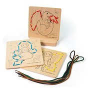 Bigjigs Holz-Fadenpuzzle nach Zahlen – Märchenwelt, 8-tlg.