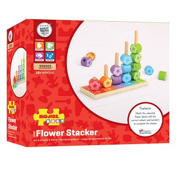 Bigjigs Wooden Stacking Game Flowers, 16pcs.