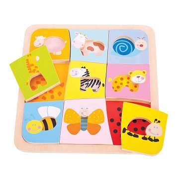 Bigjigs Wooden Animal Patterns Puzzle, 9 pcs.