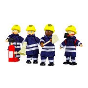 Tidlo Wooden Dollhouse Dolls Firefighters, 4 pcs.