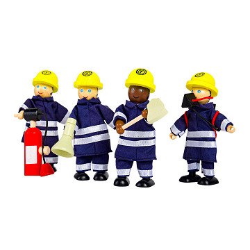 Tidlo Wooden Dollhouse Dolls Firefighters, 4 pcs.