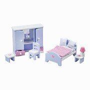 Tidlo Wooden Dollhouse Furniture Bedroom, 6 pieces.