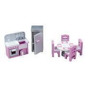 Tidlo Wooden Dollhouse Furniture Kitchen, 9 pieces.