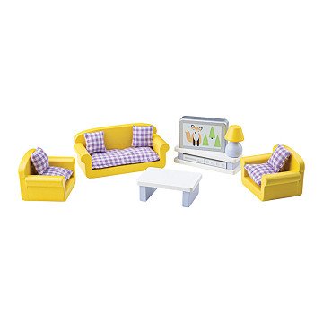 Tidlo Wooden Dollhouse Furniture Living Room, 9pcs.