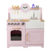 Tidlo Wooden Play Kitchen Rural Pink, 7 pieces.
