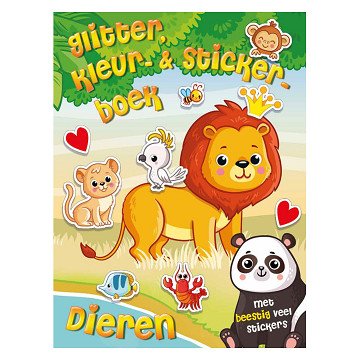 Glitzer-, Mal- und Stickerbuch – Tiere