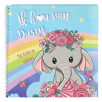 Sticker- en Sjablonenboek Ik hou van Dieren