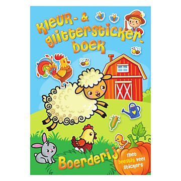 Farb- und Glitzer-Stickerbuch „Farm“.