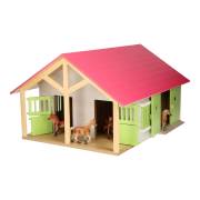 Horse stable Pink with 2 boxes and storage, 1:24