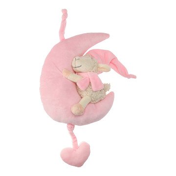 Plüschmond mit Schaf-Spieluhr – Rosa