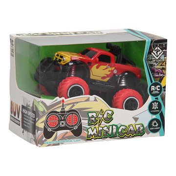 RC Mini Big Wheel Monstertruck - Rood, 13cm