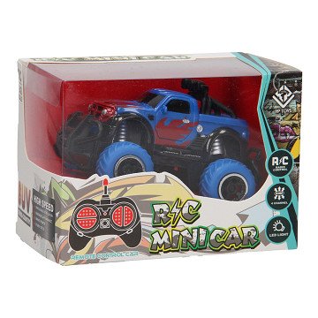 RC Mini Big Wheel Monster Truck - Blue, 13cm